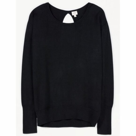 Aritzia Wilfred Cashmere Silk Knit Sweater Black Size XS Back Cut Out Cocette - Picture 1 of 7